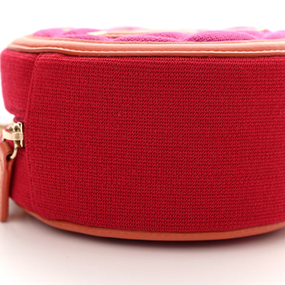 Chanel Jersey Quilted CC Filigree Round Clutch With Chain Pink Red Orange 9 of 10