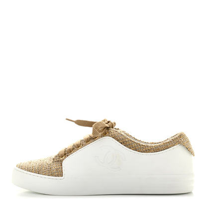 Chanel Fantasy Tweed Sneakers 36 Beige Gold 1 of 7