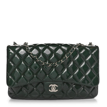Chanel Patent Quilted 3 Jumbo Flap Dark Green 1 of 10