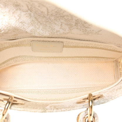 Christian Dior Canvas Embroidered Medium Jardin D'Hiver Lady D-Joy White Gold 6 of 11