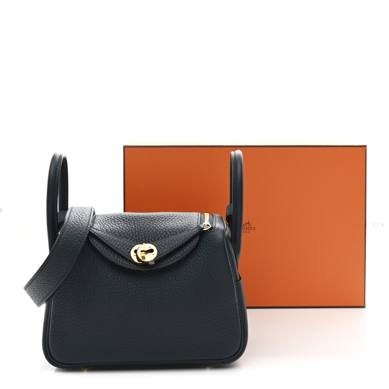 Hermes Taurillon Clemence Mini Lindy 20 Vert Cypress 11 of 11