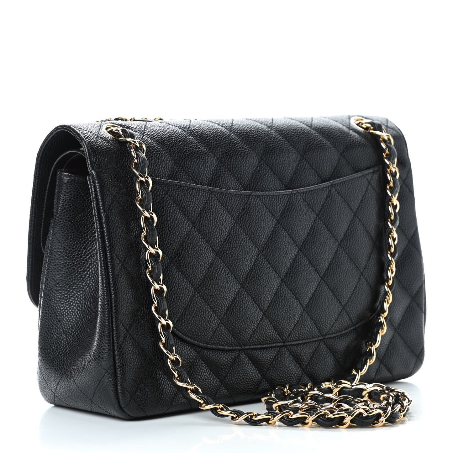 Caviar Quilted Jumbo Double Flap Black