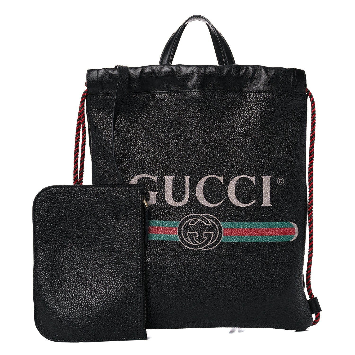 Gucci Calfskin Logo Drawstring Backpack Black 2 of 12