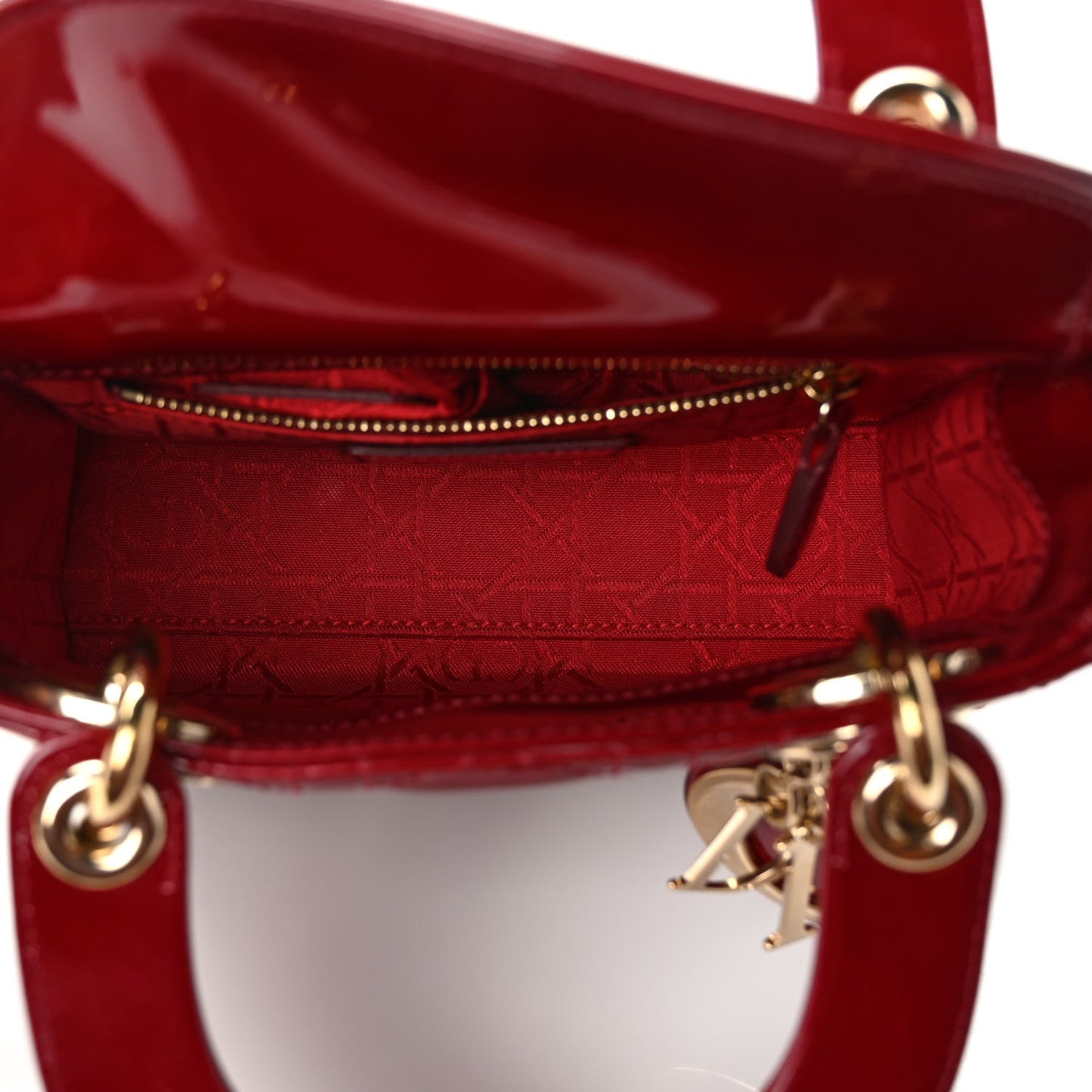 Patent Cannage Mini Lady Dior Red