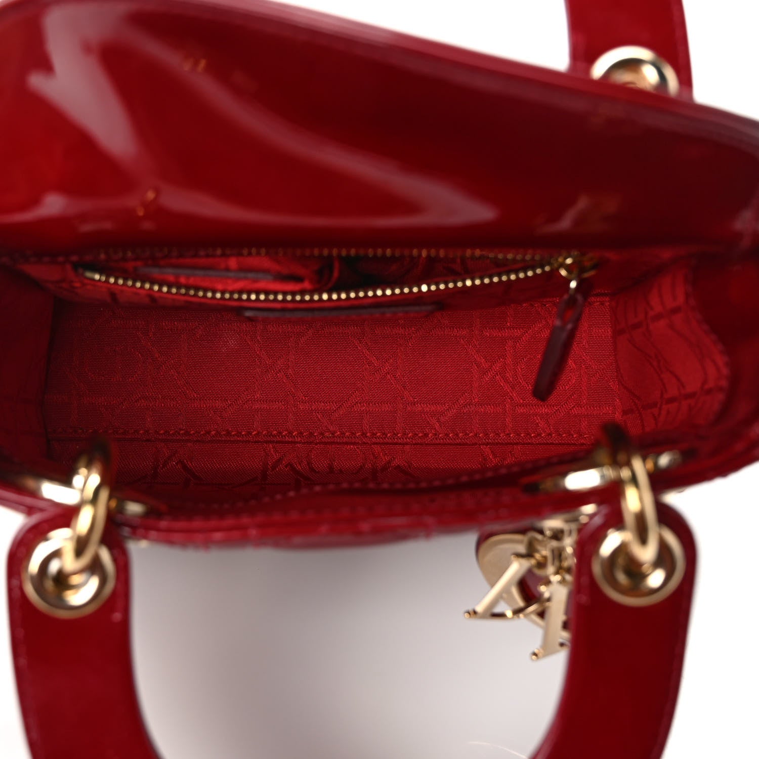 Christian Dior Patent Cannage Mini Lady Dior Red 5 of 9
