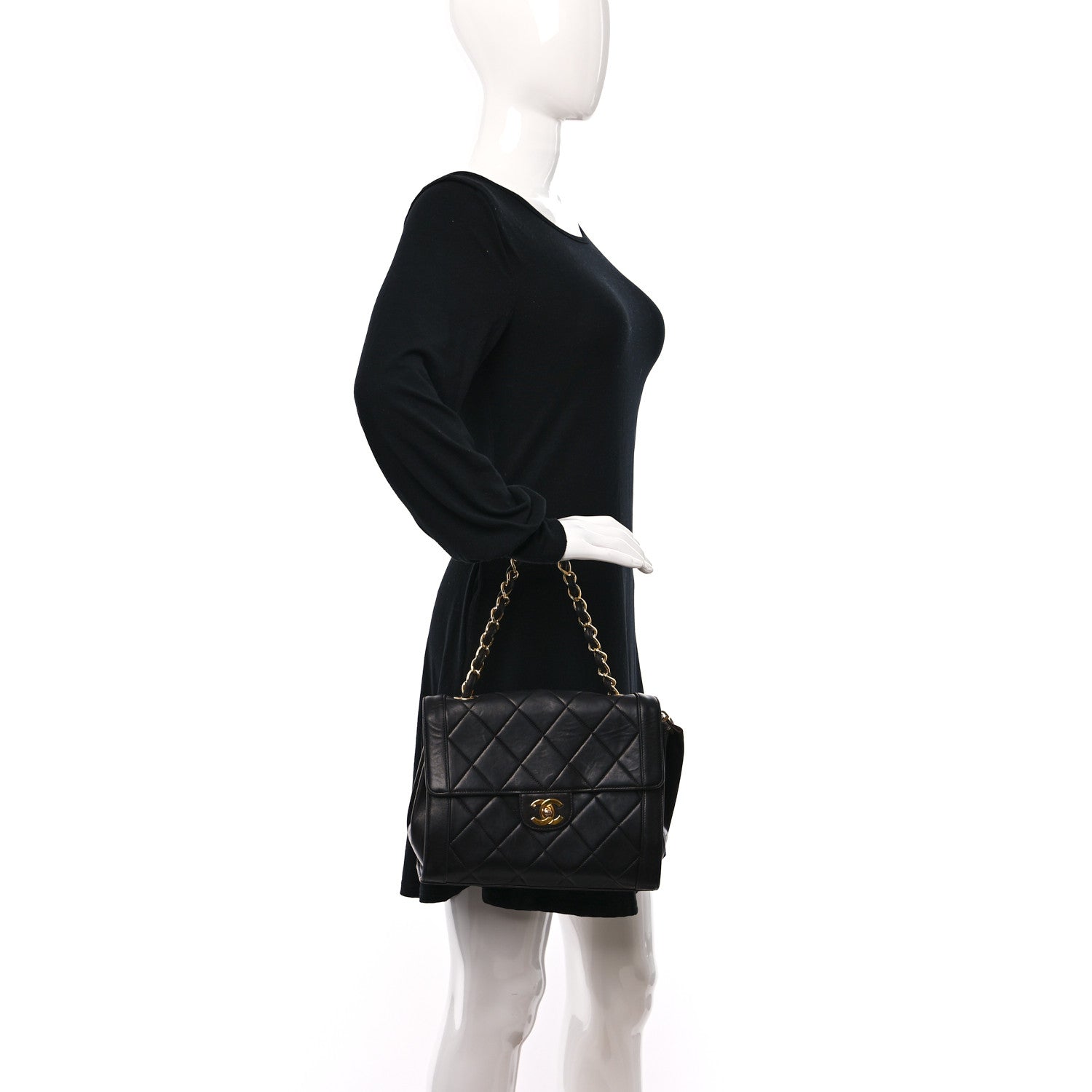 Chanel Lambskin Quilted Mini Square Shoulder Flap Bag Black 2 of 10