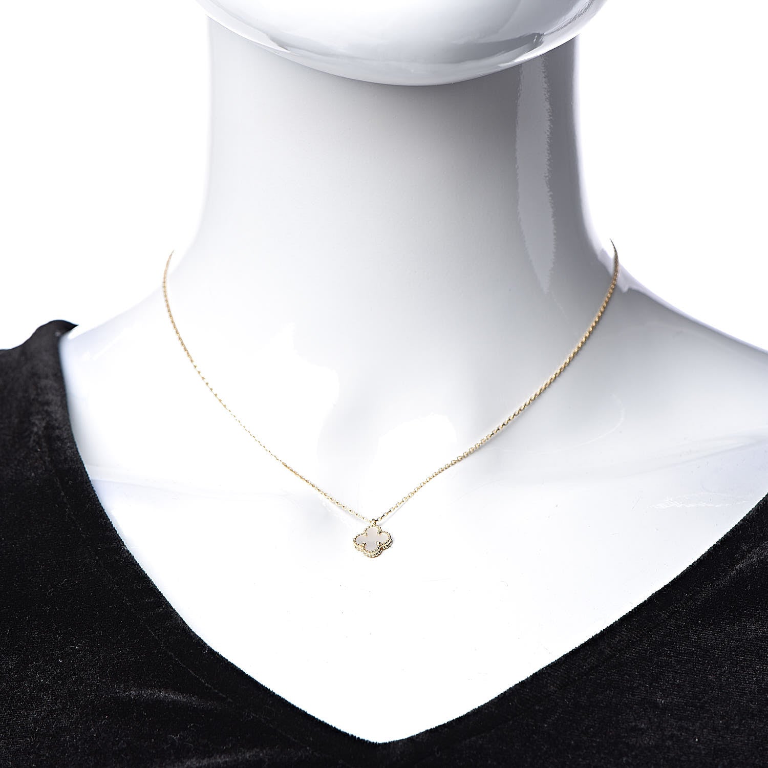 Van Cleef & Arpels 18K Yellow Gold Mother of Pearl Sweet Alhambra Pendant Necklace 2 of 8