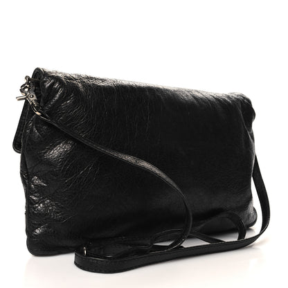 Balenciaga Agneau Giant 12 Silver Hardware Envelope Strap Clutch Black 4 of 14