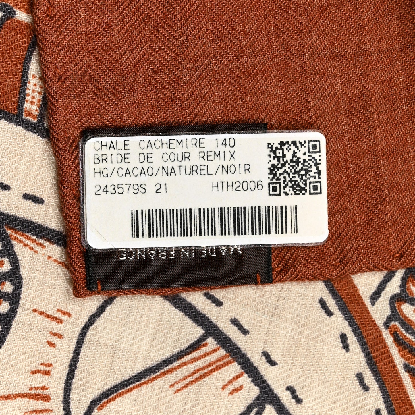 Cashmere Silk Bride De Cour Remix Scarf 140 Cacao Naturel Black