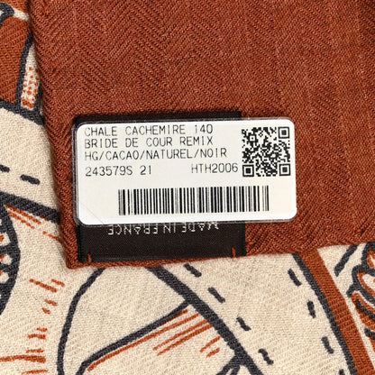 Hermes Cashmere Silk Bride De Cour Remix Scarf 140 Cacao Naturel Black 4 of 4