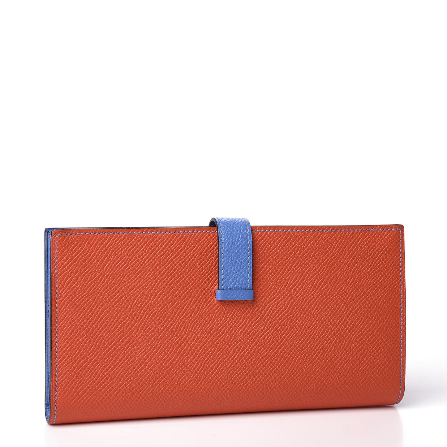 Epsom Bicolor Bearn Gusset Wallet Orange Poppy Bleu Paradis