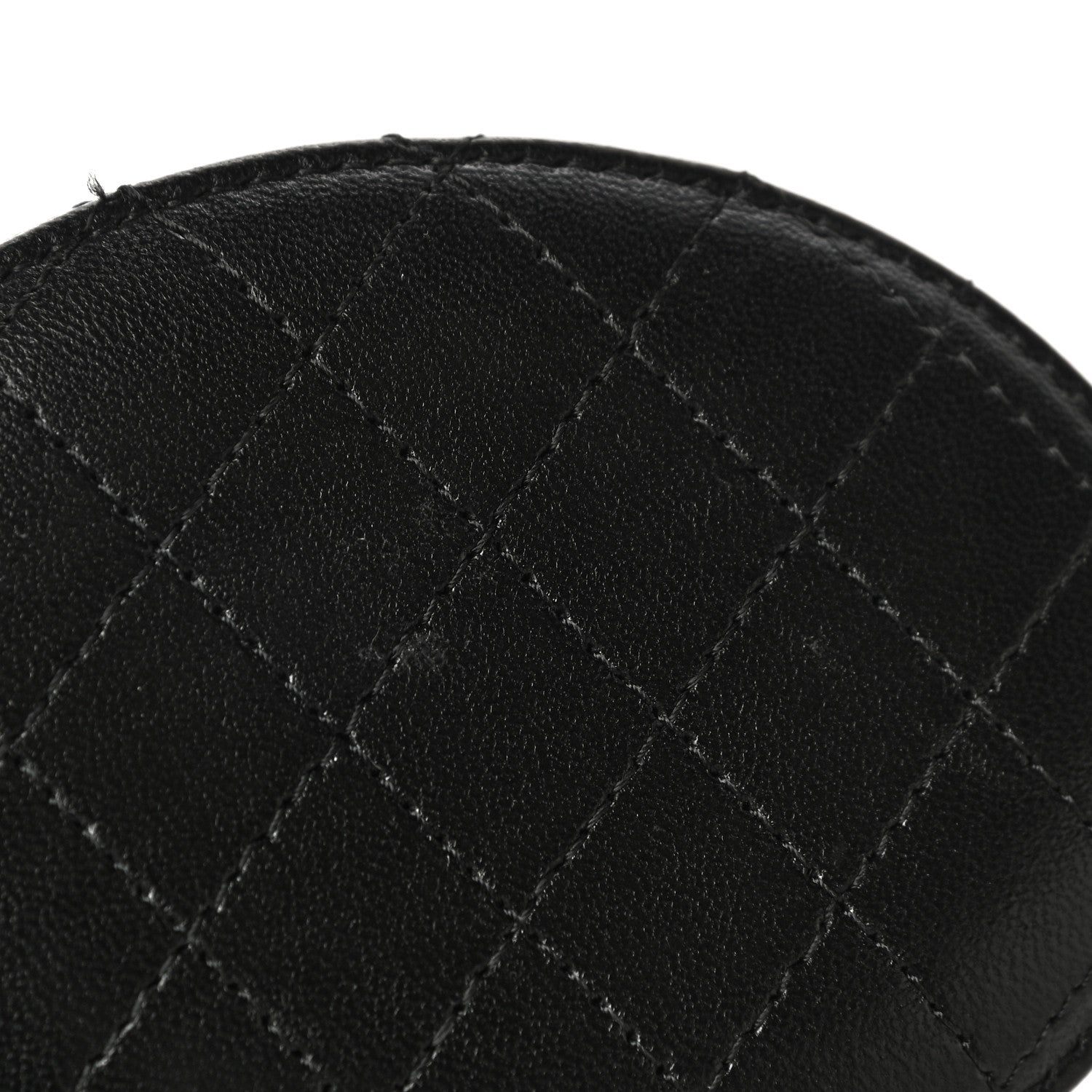 Chanel Lambskin Quilted Mini Round Vanity Case With Chain Black 12 of 14