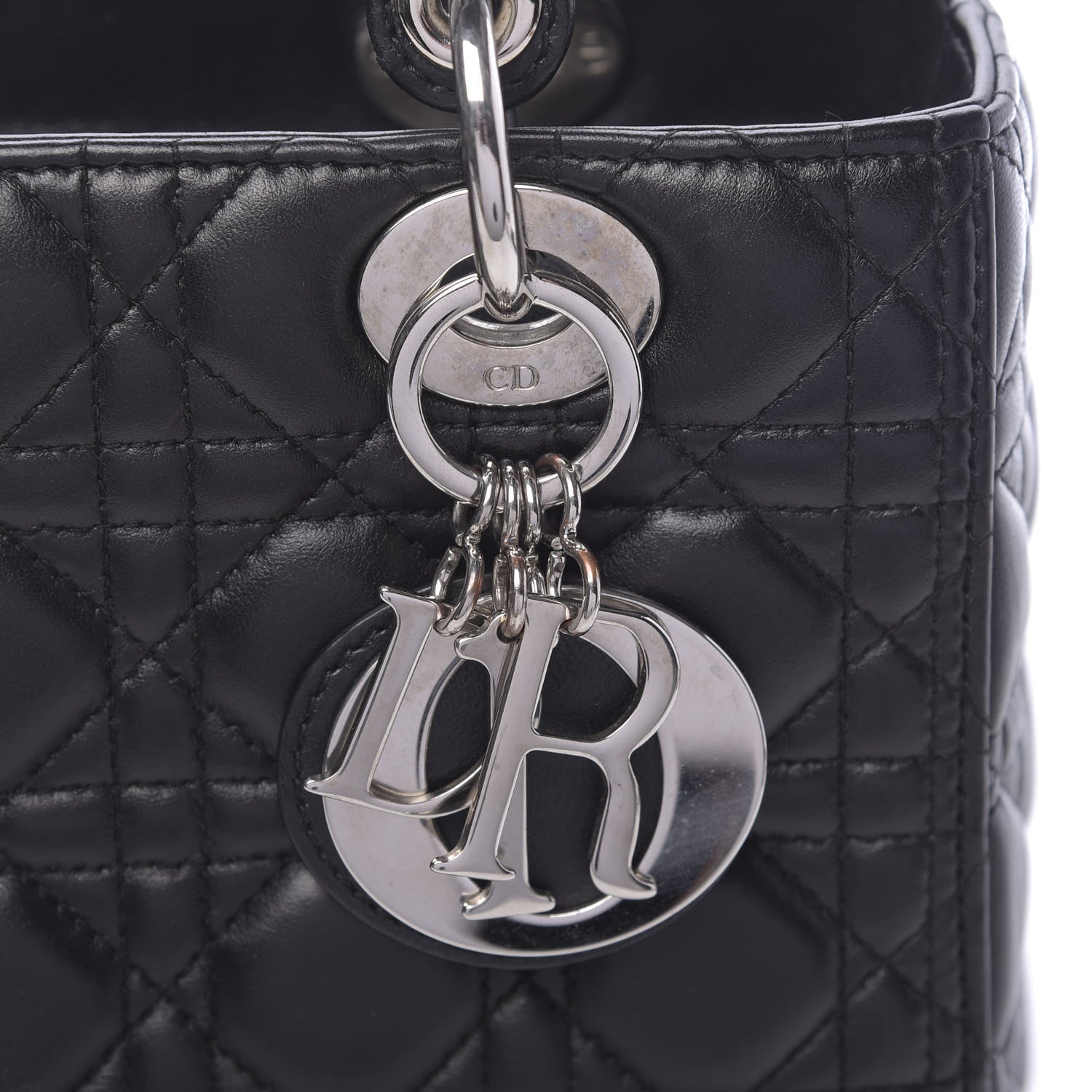Christian Dior Lambskin Cannage Medium Lady Dior Black 9 of 11