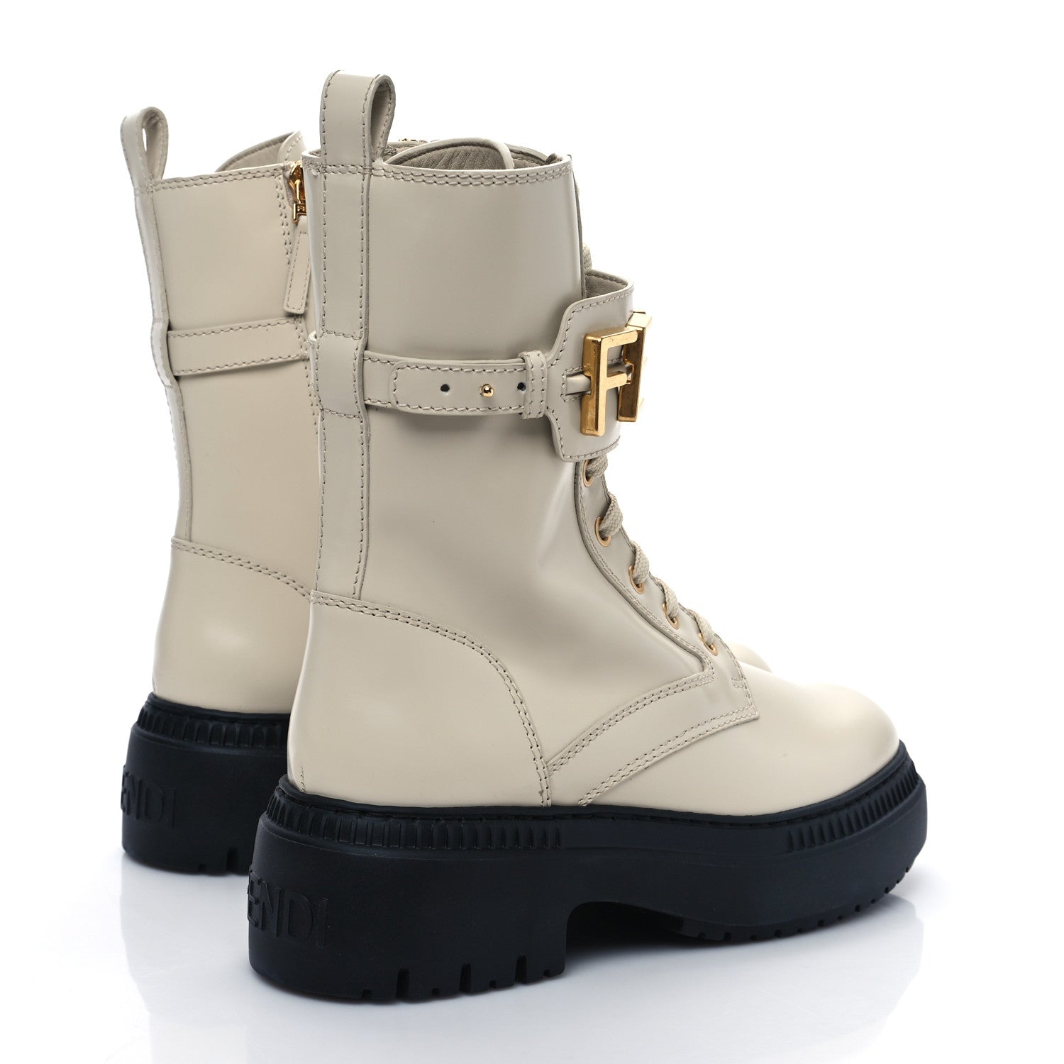 Fendi Vitello Abrasivato Fendigraphy 50mm Biker Boots 36.5 White 4 of 7