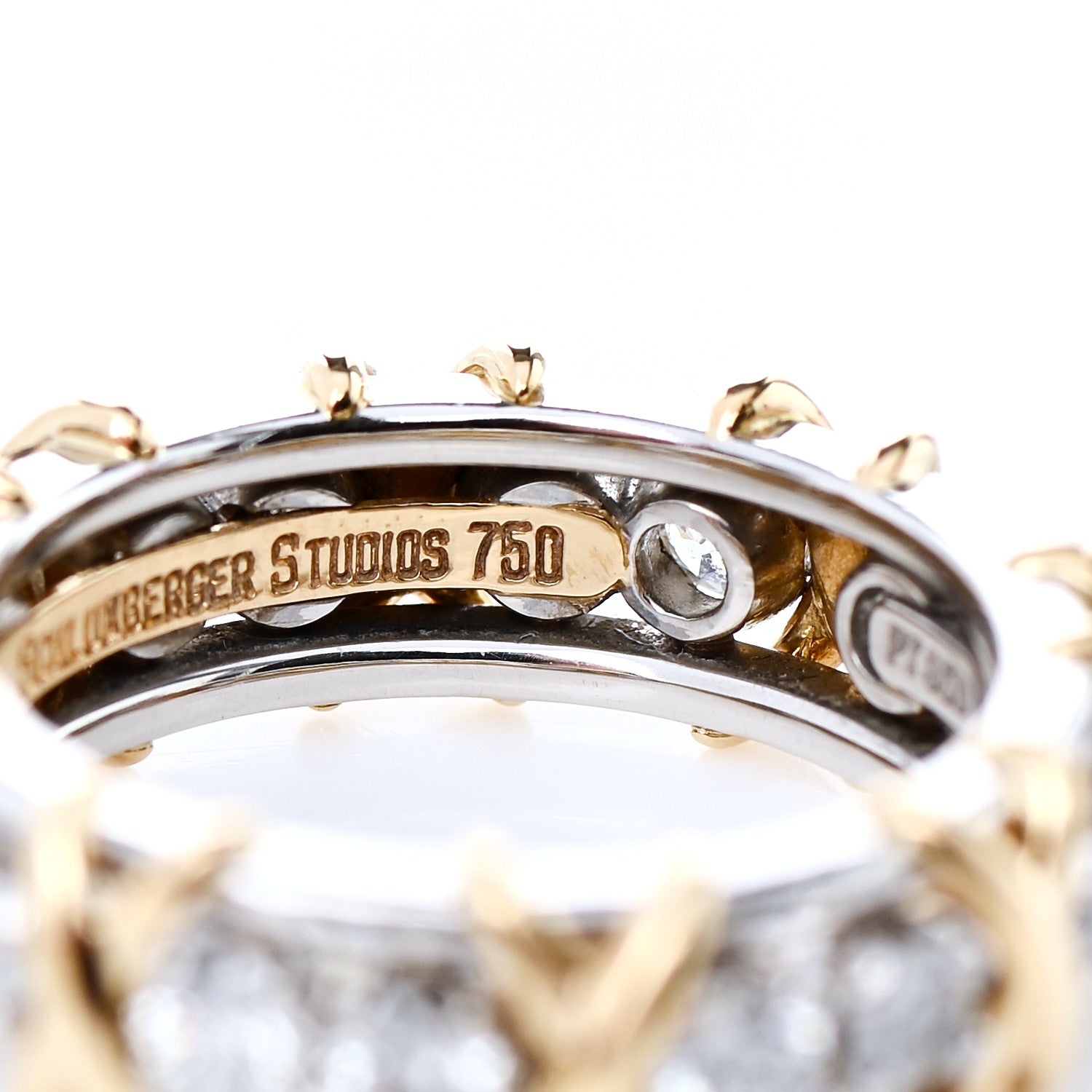 Tiffany 18K Yellow Gold Platinum Diamond Schlumberger Sixteen Stone Ring 50 5.25 5 of 6