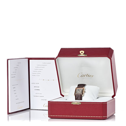Cartier Stainless Steel 18K Pink Gold Alligator 24mm Tank Solo Quartz Watch Brown 9 of 9