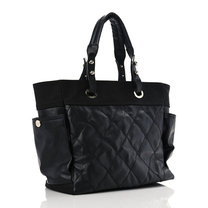 Chanel Coated Canvas Quilted Large Paris Biarritz Tote Black 4 of 14
