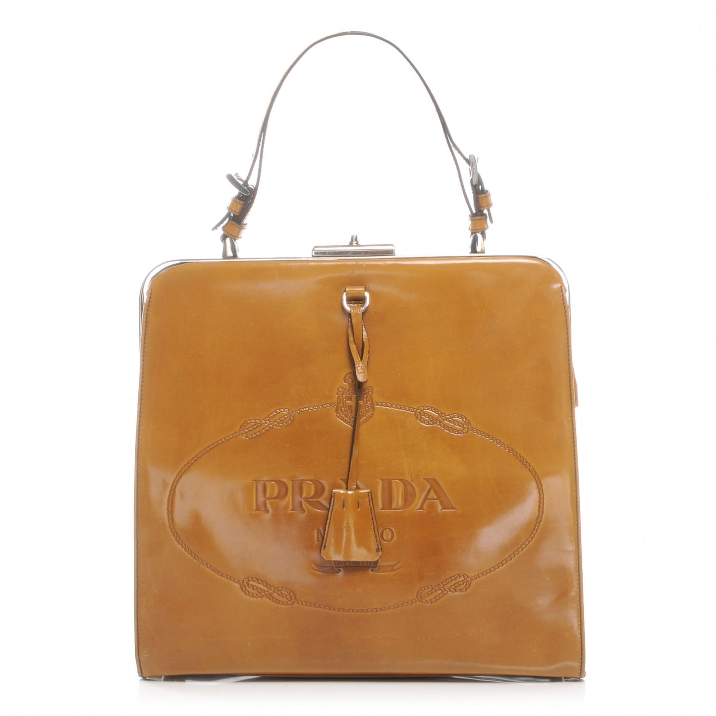 Spazzolato Logo Print Framed Bag Ambra