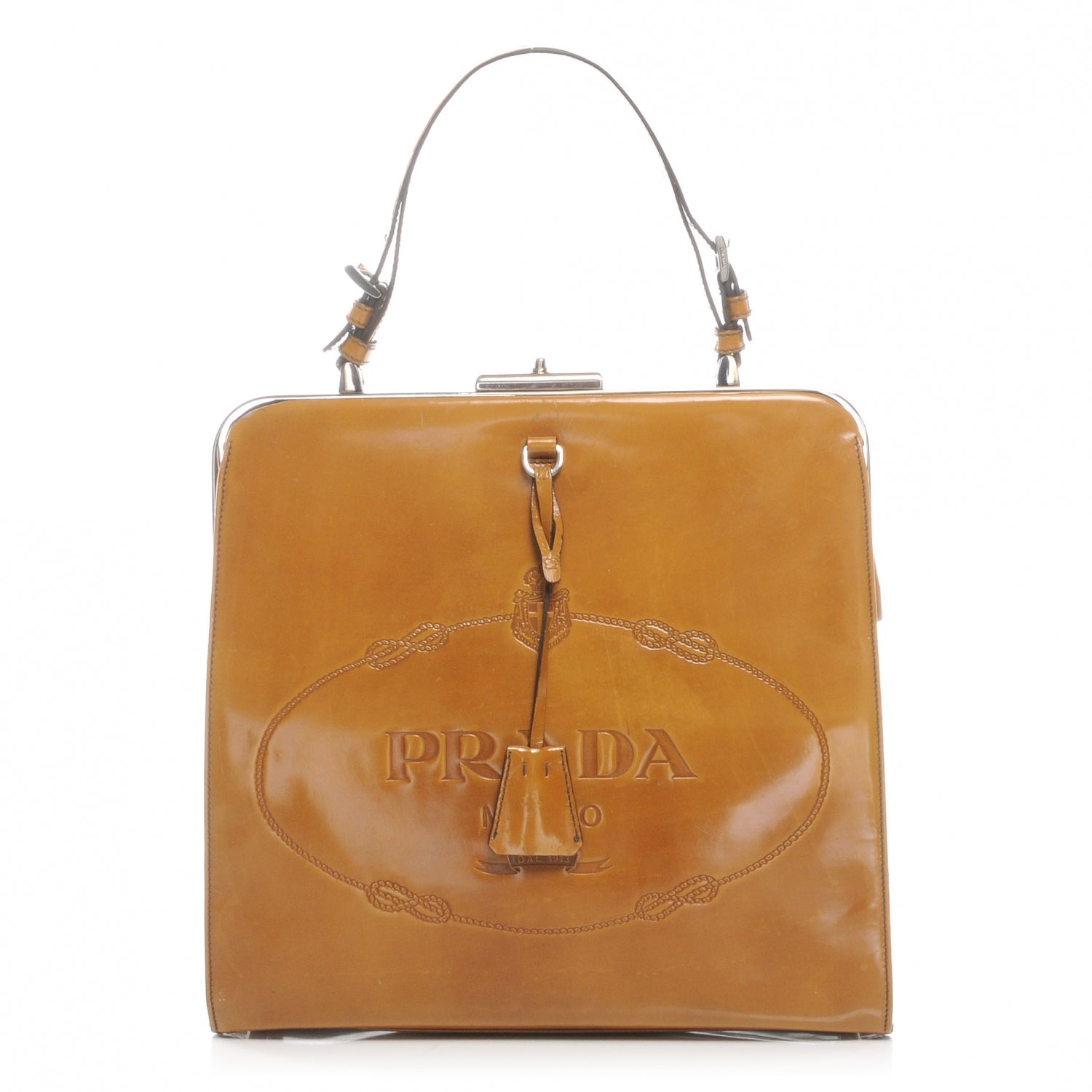 Prada Spazzolato Logo Print Framed Bag Ambra 1 of 6