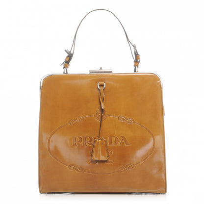 Prada Spazzolato Logo Print Framed Bag Ambra 1 of 6