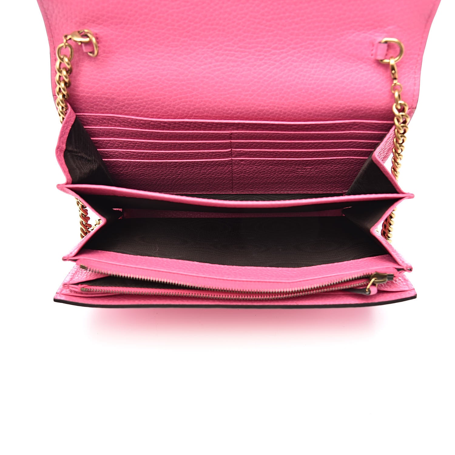 Gucci Cellarius Calfskin GG Marmont Chain Wallet Pink Tropical Flower 5 of 10