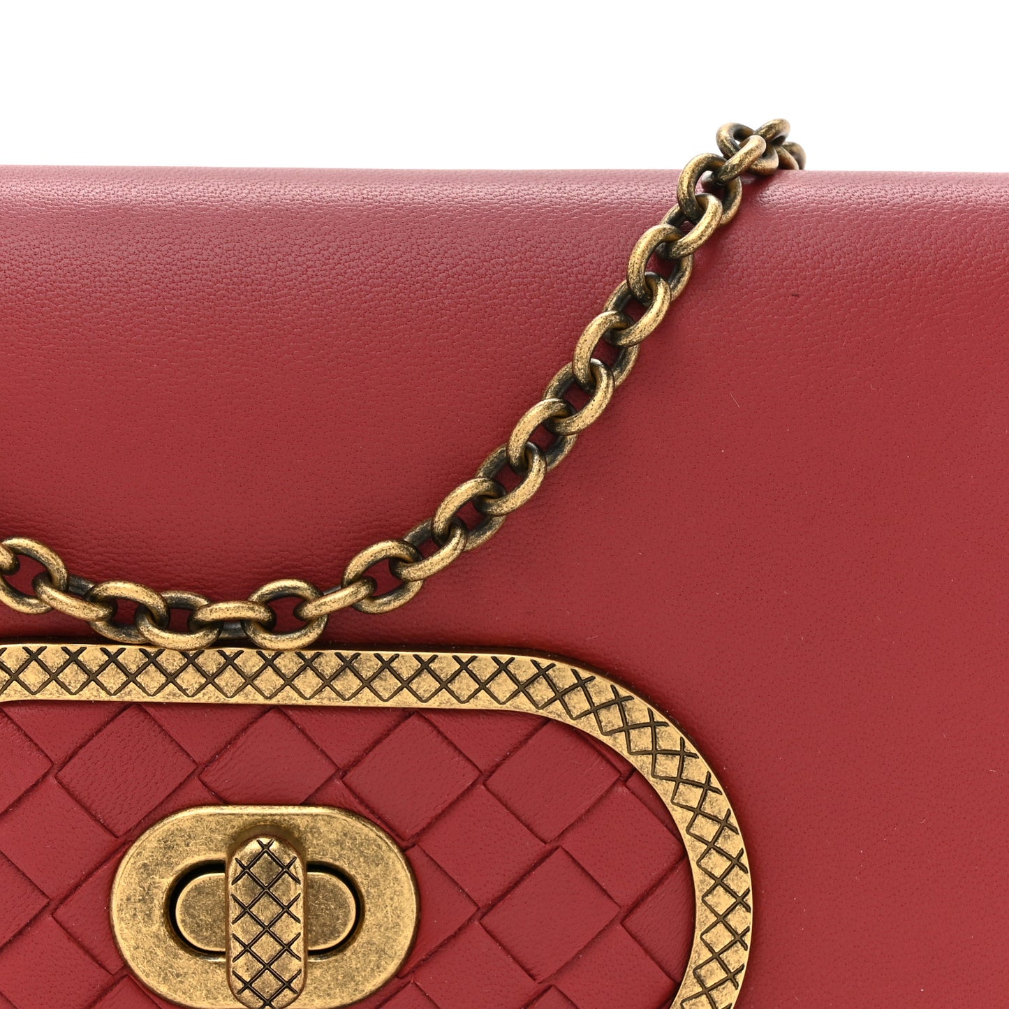 Nappa Intrecciato Ellittica Chain Wallet Baccara Rose