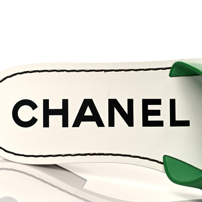 Chanel Calfskin CC Mules 36.5 Green White 7 of 9
