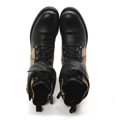 Gucci Flores Calfskin Monogram Maxi GG Nappa Matelasse Double G 40mm Ankle Boots 39 Black Camel Ebony 2 of 8