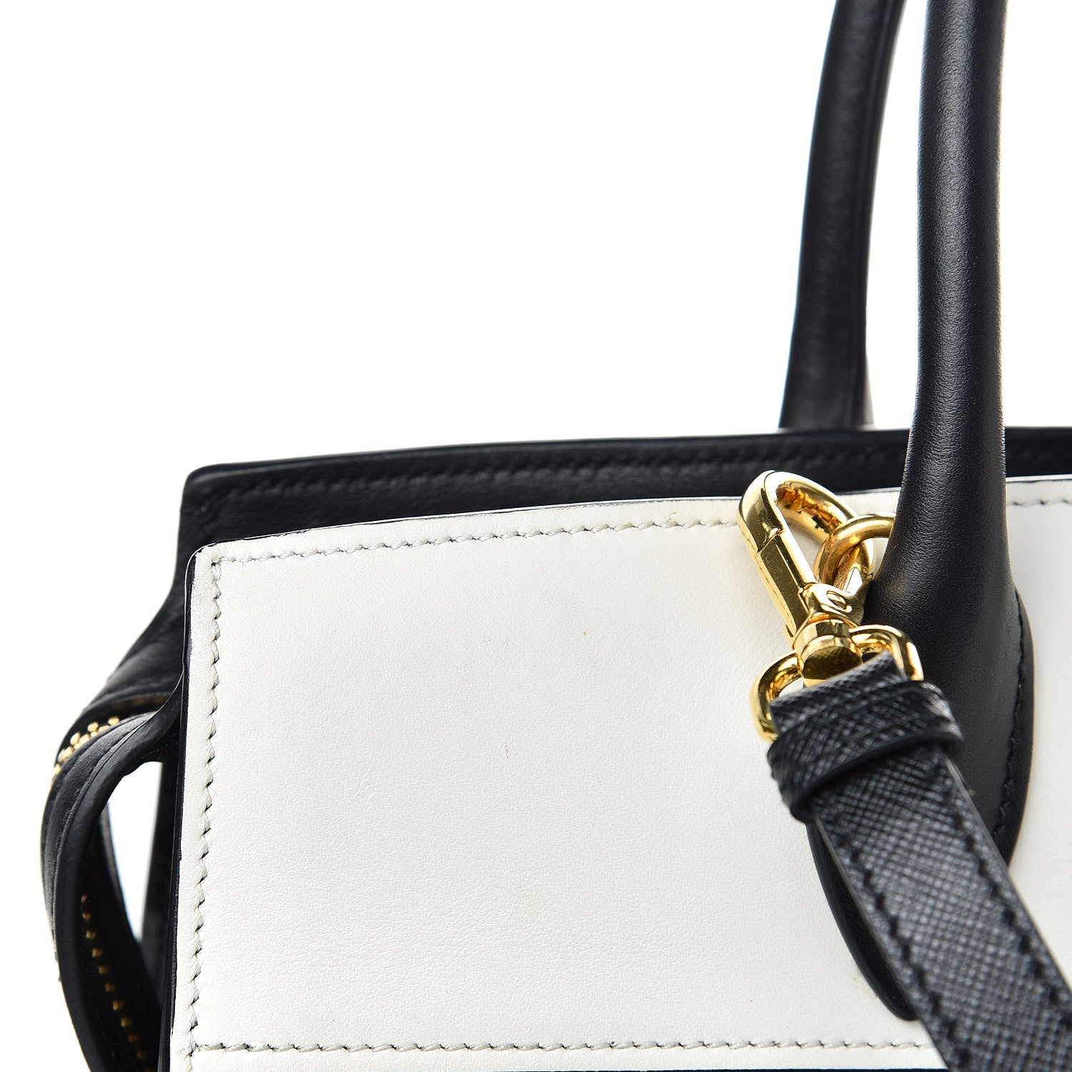 Prada Saffiano City Calf Medium Esplanade Tote Black White 11 of 11