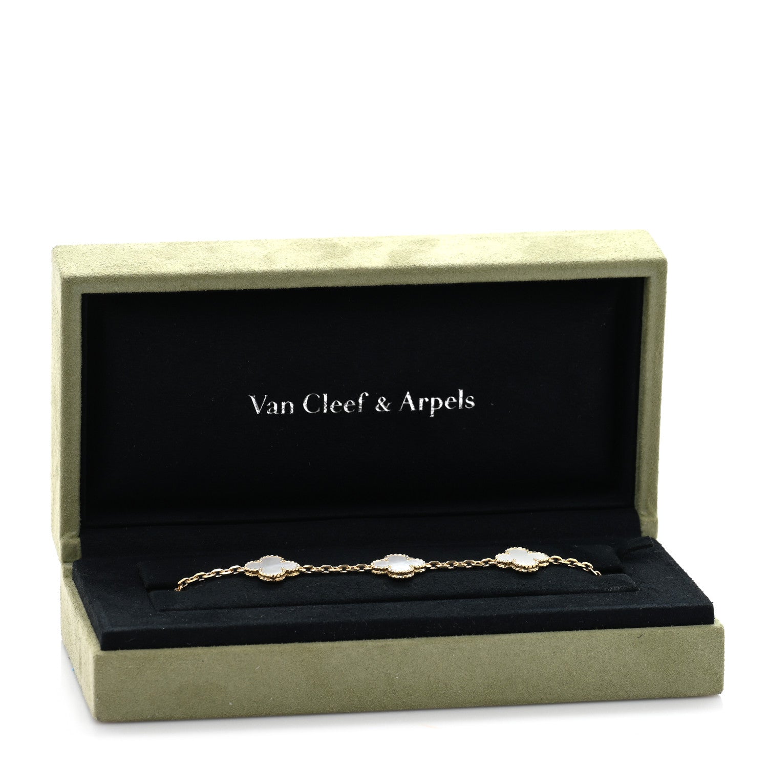 Van Cleef & Arpels 18K Yellow Gold Mother of Pearl 5 Motifs Vintage Alhambra Bracelet 4 of 4