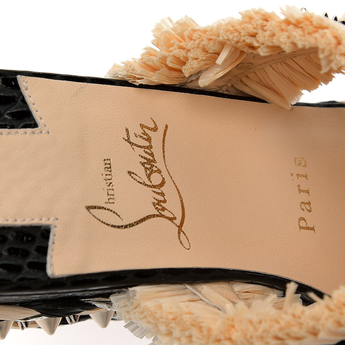 Jurassic Calfskin Rafia Voltinoudou 60 Spike Flatform Sandals 39 Black Savane