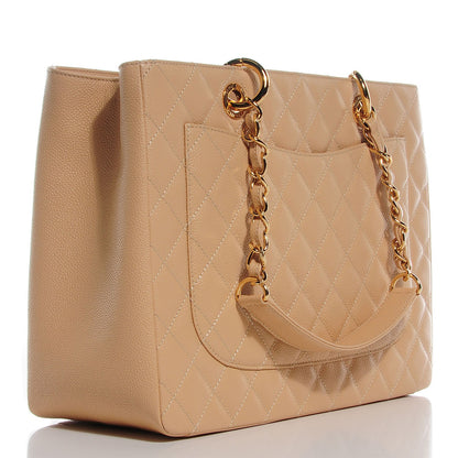 Chanel Caviar Quilted Grand Shopping Tote GST Beige Clair 3 of 8