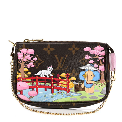 Louis Vuitton Monogram 2021 Christmas Animation Japanese Garden Mini Pochette Accessories Wisteria Pink 1 of 10