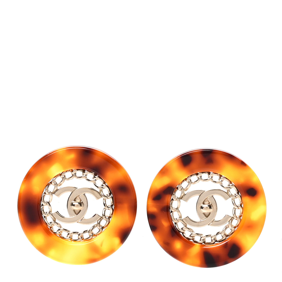 Resin CC Earrings Tortoise Gold