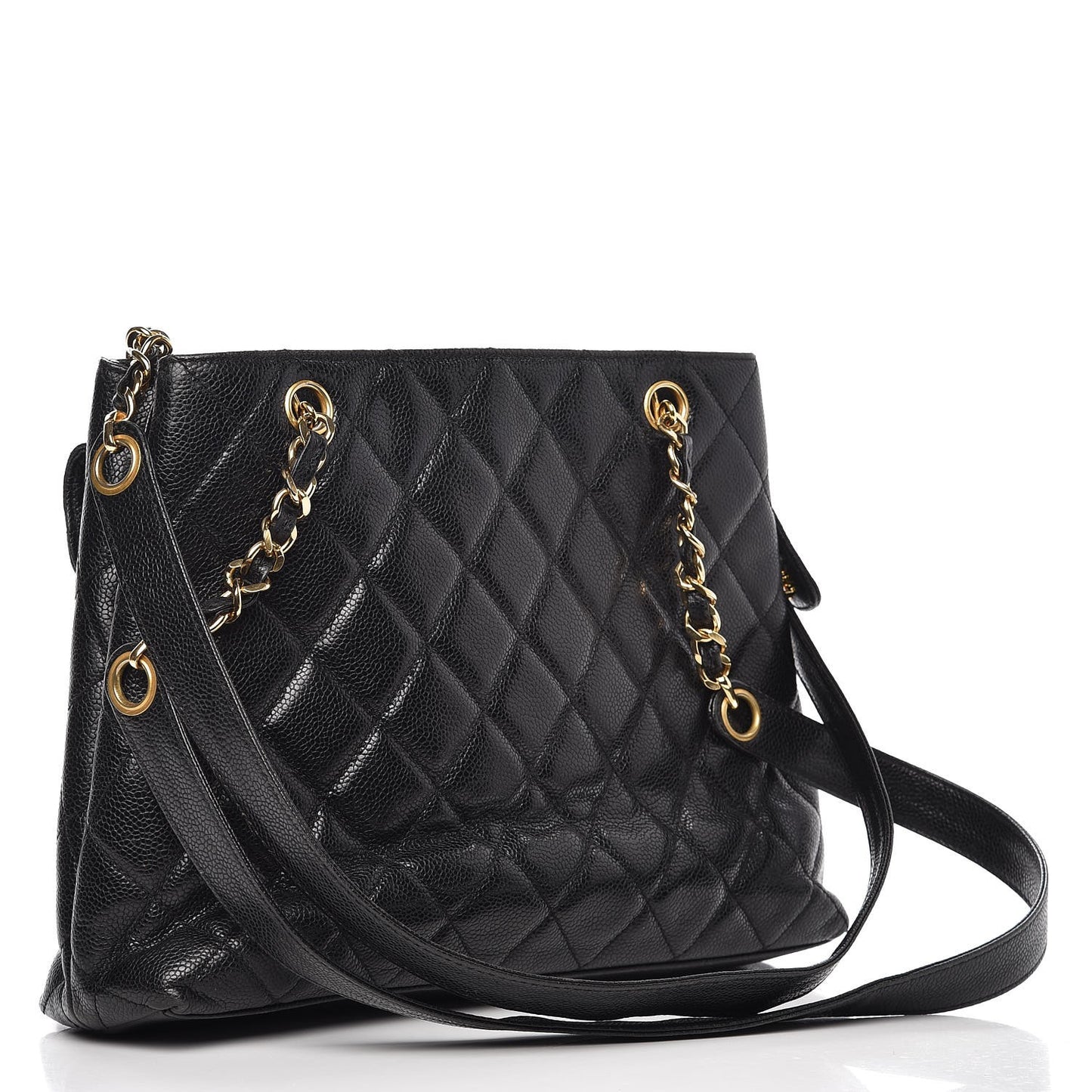 Caviar Quilted Flap Shoulder Bag Black