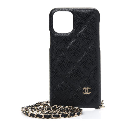 Chanel Caviar Quilted iPhone XI Pro Case With Chain Black 1 of 3