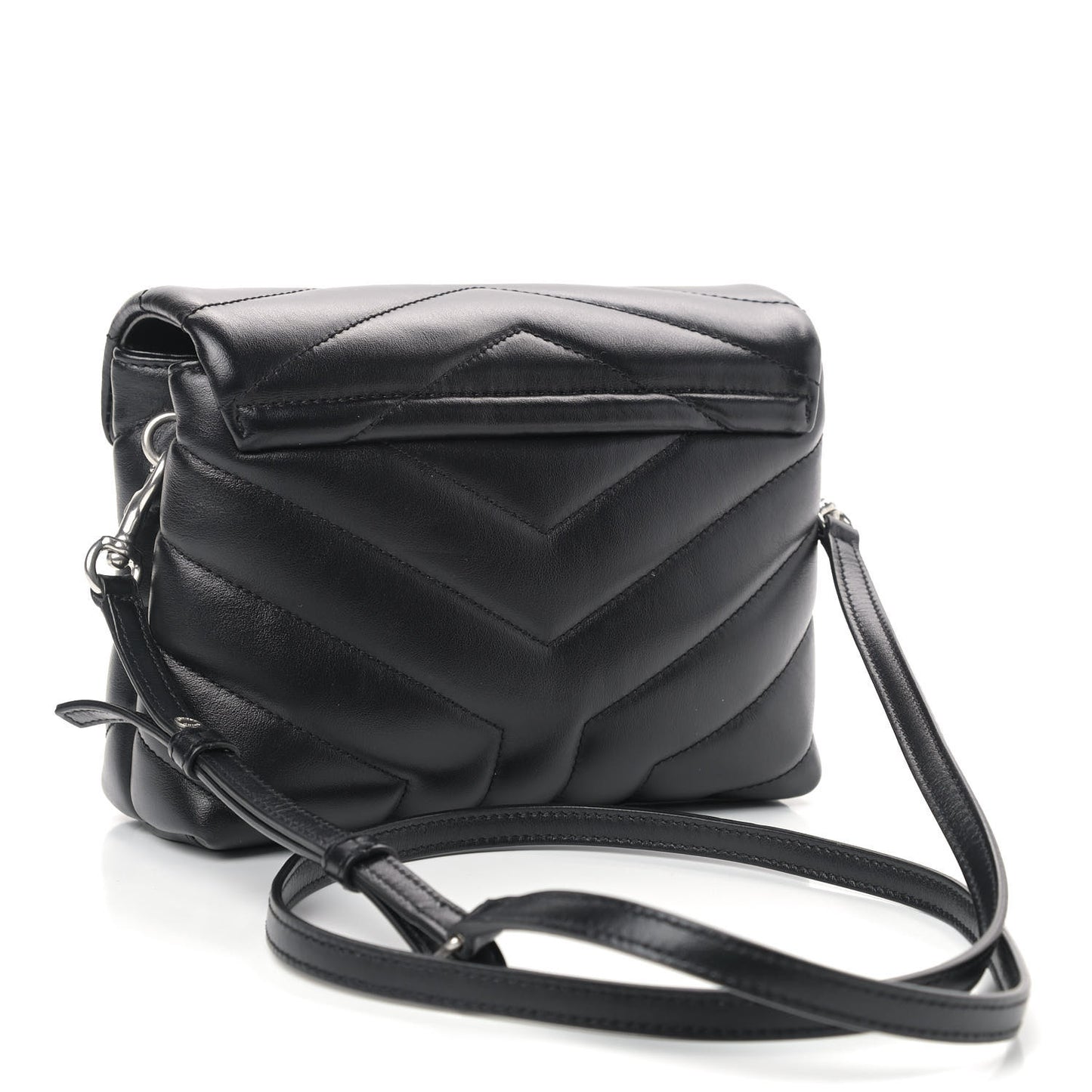 Calfskin Y Quilted Monogram Toy Loulou Crossbody Bag Black