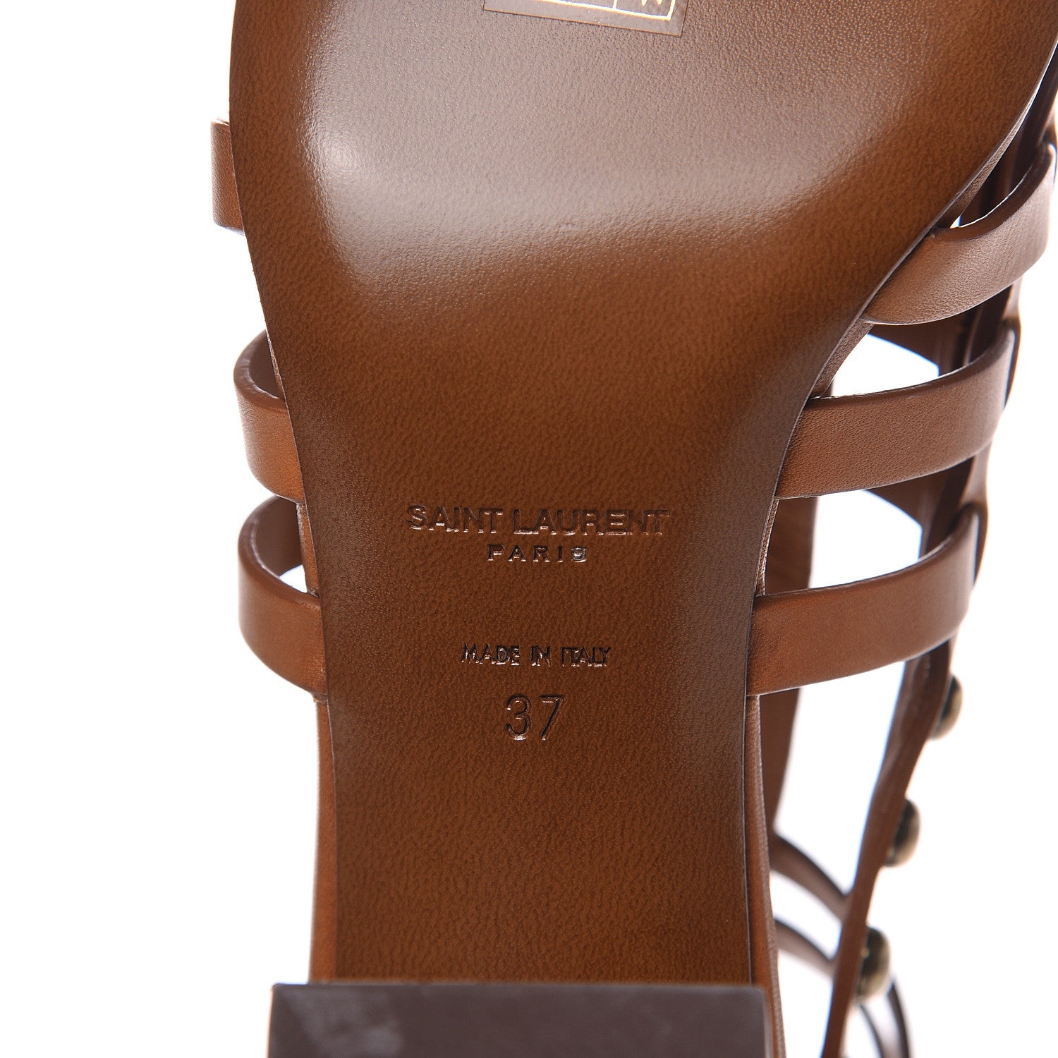 Saint Laurent Calfskin Studded Gladiator Sandals 37 Caramel 6 of 8