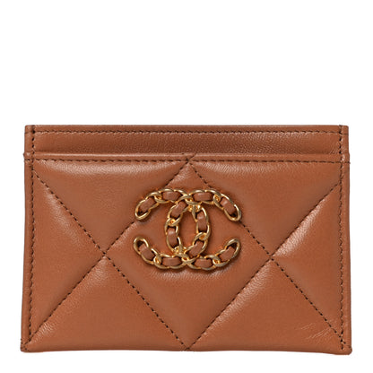 Chanel Lambskin Quilted Chanel 19 Card Holder Brown 1 of 11