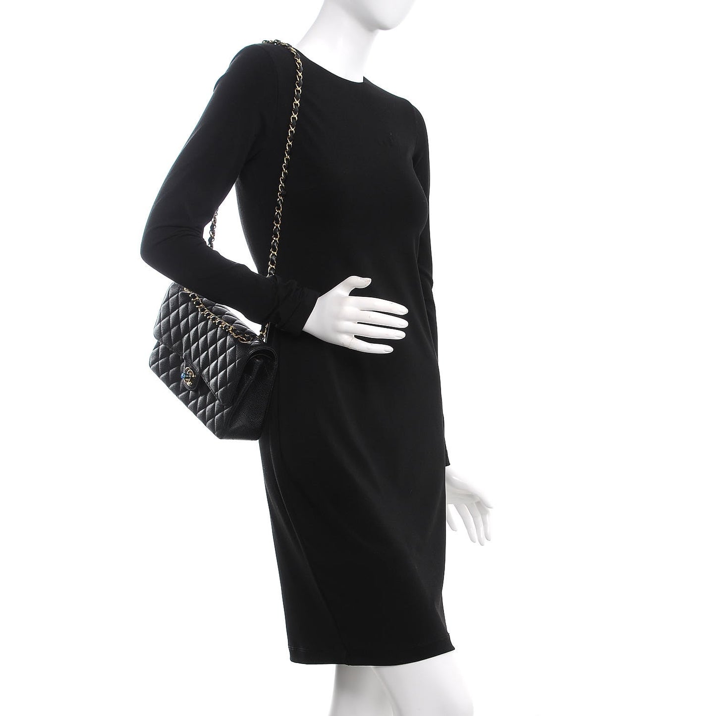 Caviar Quilted Medium Double Flap Black