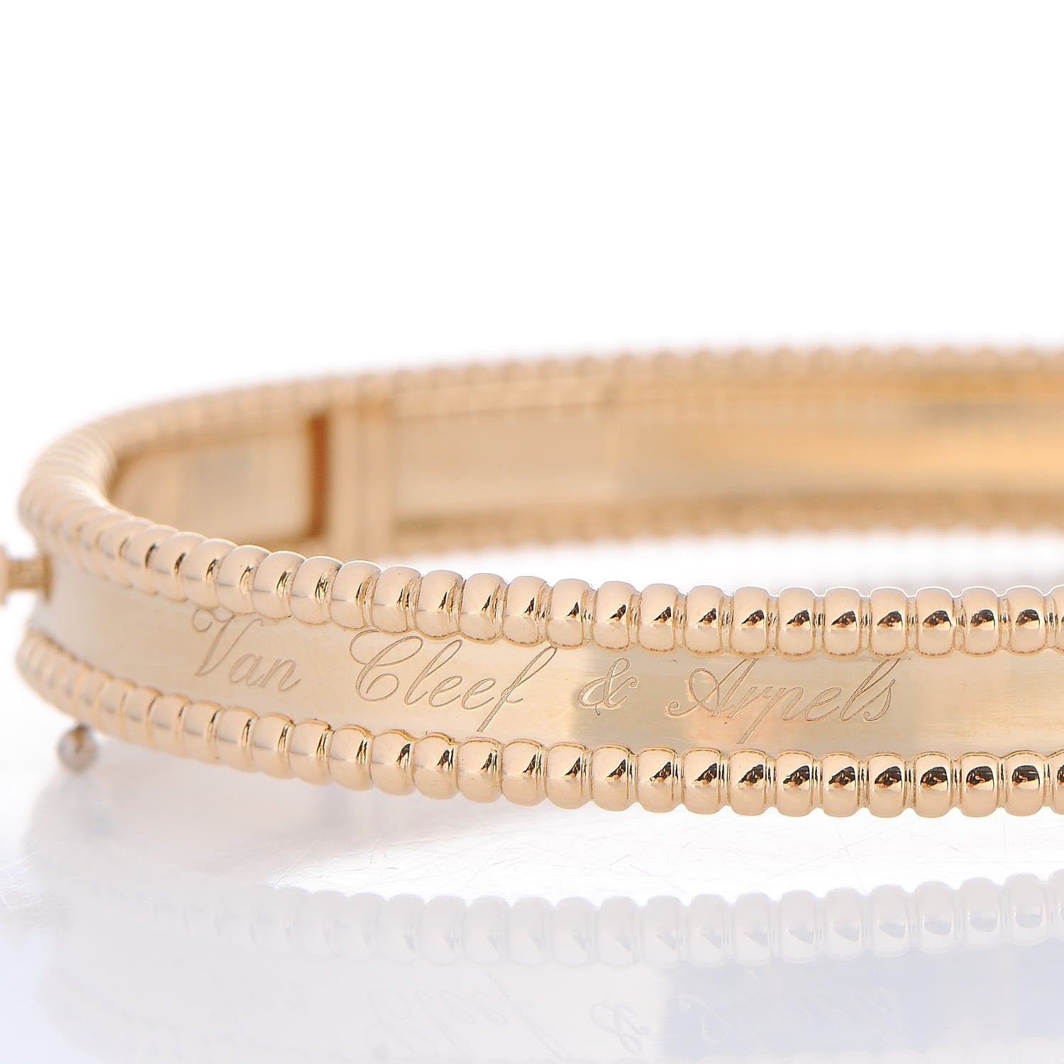 Van Cleef & Arpels 18K Yellow Gold Perlee Signature Bangle Bracelet M 3 of 8
