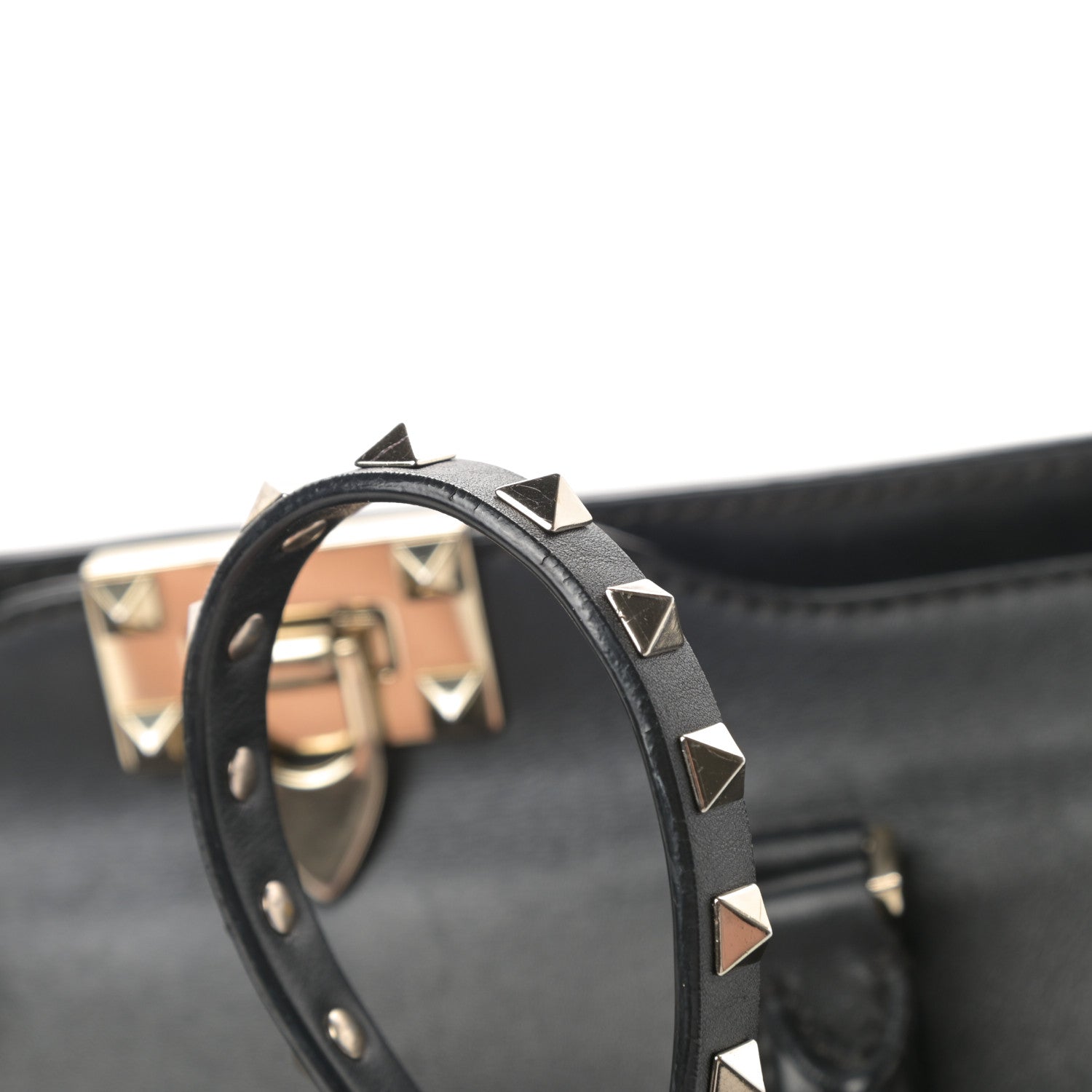 Valentino Garavani Vitello Small Rockstud Double Handle Tote Black 14 of 16
