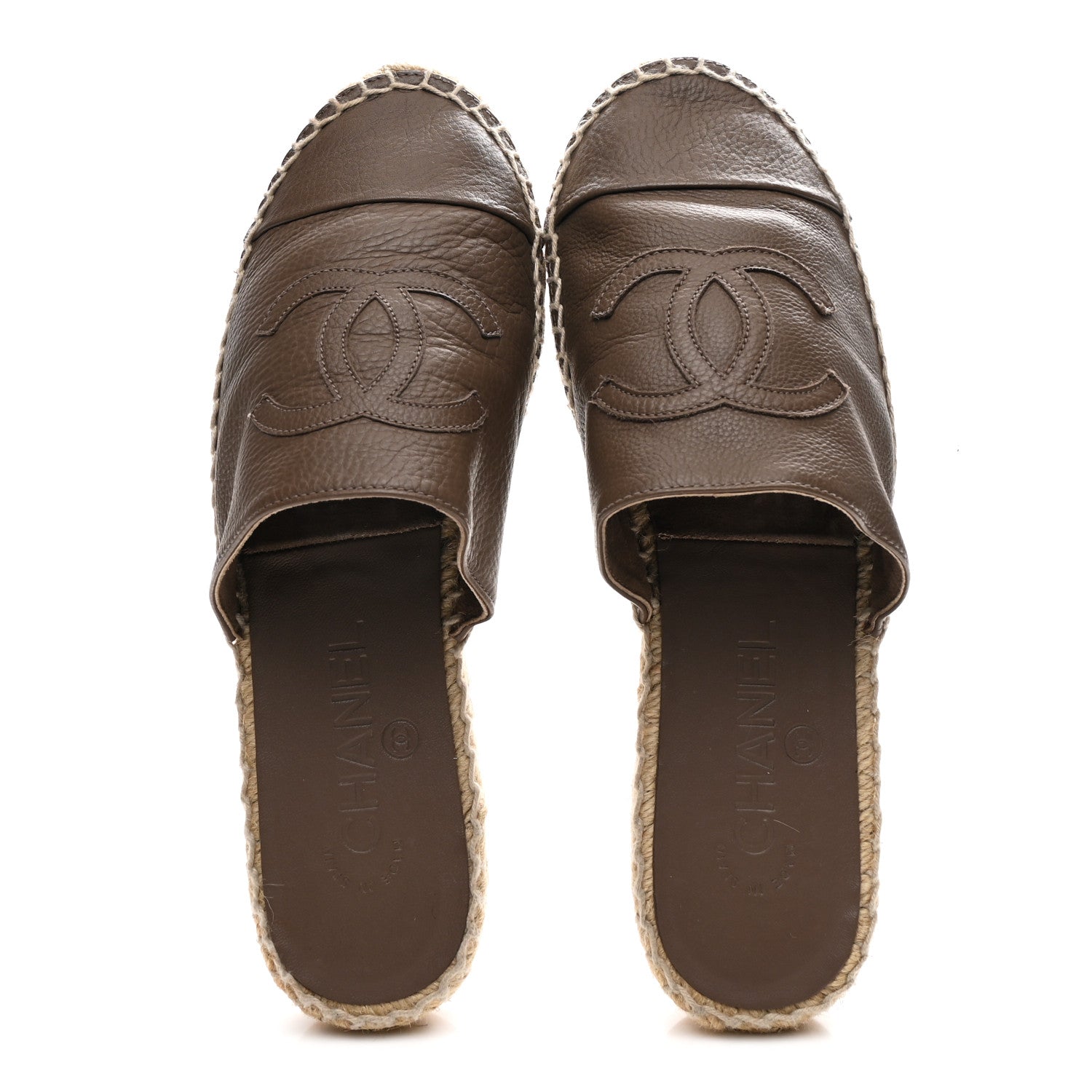 Chanel Calfskin CC Espadrille Mules 36 Dark Beige 2 of 11