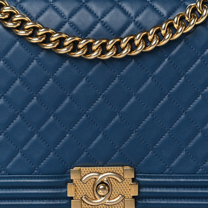 Chanel Lambskin Quilted New Medium Boy Flap Dark Blue 8 of 10