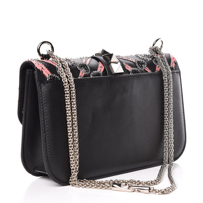 Valentino Garavani Vitello Crystal Loveblade Embellished Medium Glam Lock Rockstud Flap Black 3 of 12