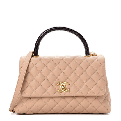 Chanel Caviar Lizard Embossed Quilted Small Coco Handle Flap Beige 1 of 10