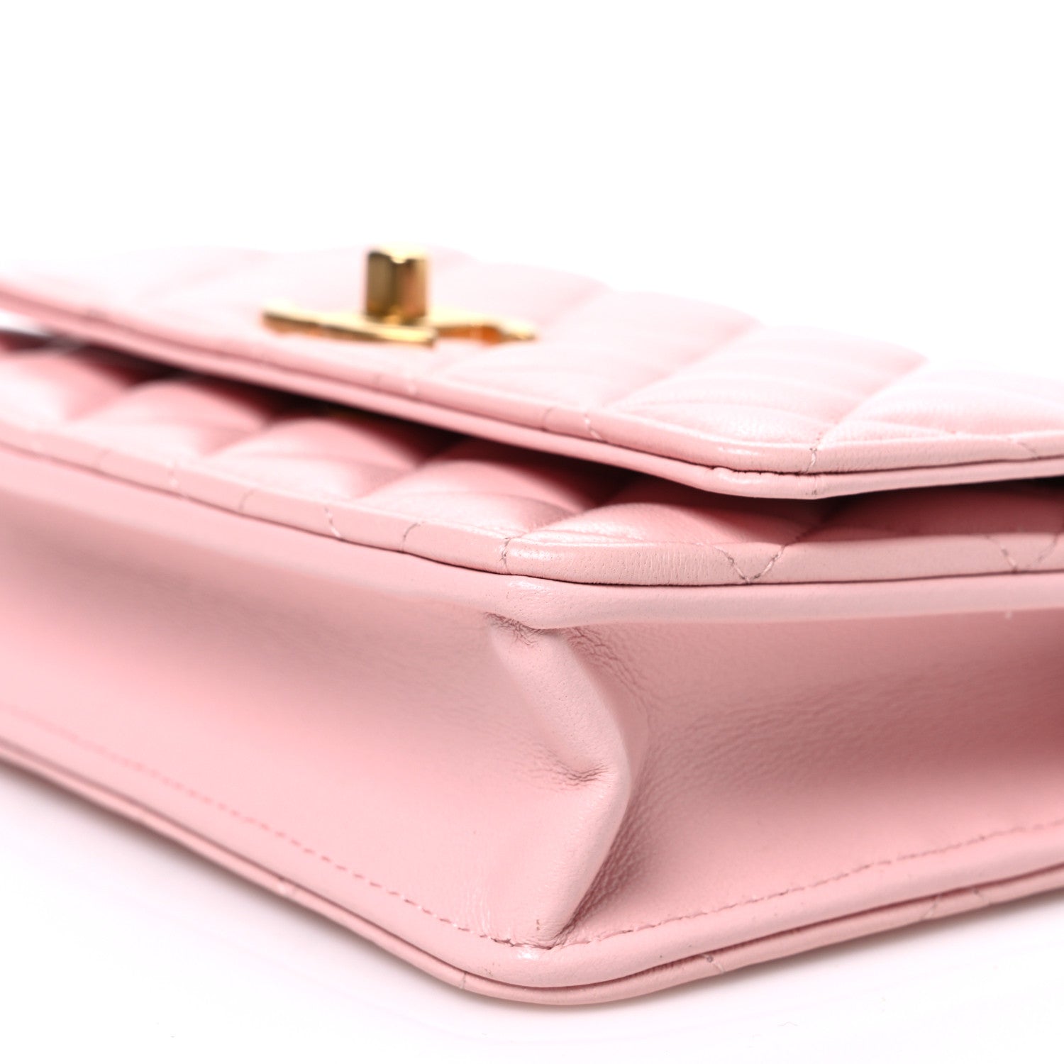 Chanel Shiny Lambskin Quilted CC Slide Wallet On Chain WOC  Light Pink 10 of 10