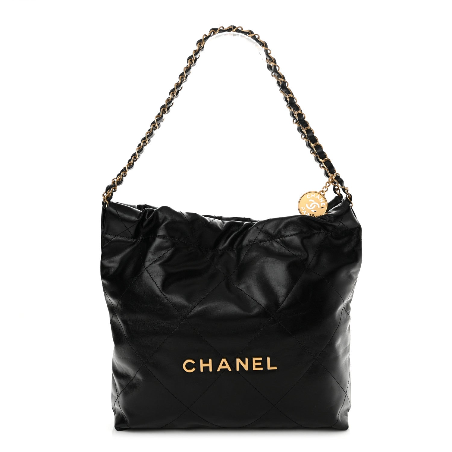 Chanel Shiny Calfskin Quilted Small Chanel 22 Black 1 of 11