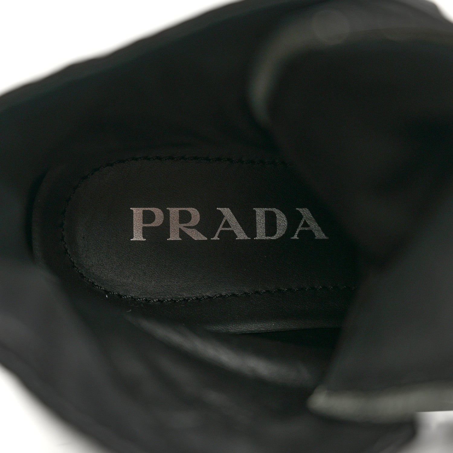 Prada Spazzolato Rois Nylon Metal Triangle Logo Monolith Pouch Pocket 55mm Boots 38 Black 8 of 9