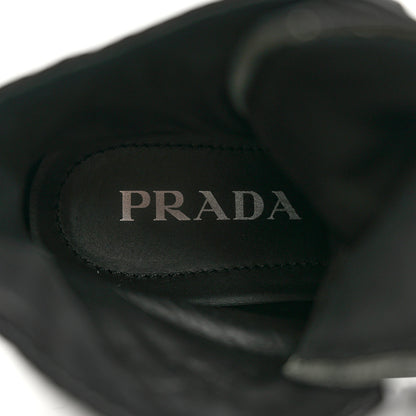Prada Spazzolato Rois Nylon Metal Triangle Logo Monolith Pouch Pocket 55mm Boots 38 Black 8 of 9